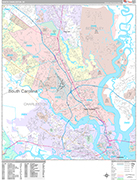 North Charleston Wall Map Premium Style